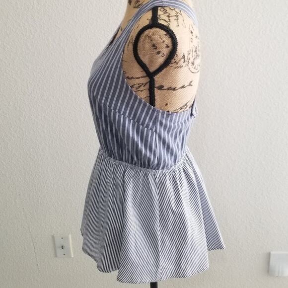 DOE & Rae S blue and white stripe mini dress cotton‎ polyester blend - Picture 3 of 6